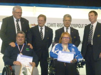 CDF TARBES 2016 podium Christine 2 em tireur et officiels